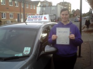 Charlotte Olden passes her driving test in Southend on Sea Charlotte Olden passes her driving test in Southend on Sea