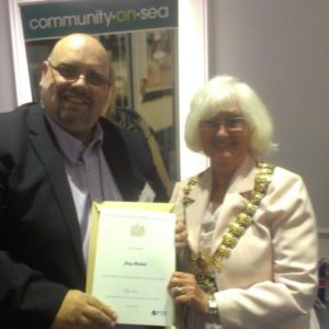 Tony getting Diamond Jubilee Community Champion Award
