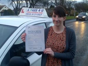 Victoria Corke passes her driving test in Tilbury