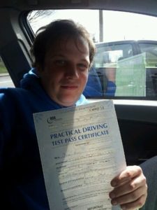 Allan Rice pass his driving test in Brentwood