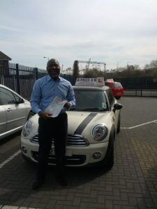 Israel lawson passes his driving test in Southend 