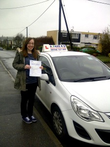 Kayleigh Calton passes her driving test in Tilbury