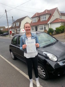Jessie West passes her driving test in Tilbury