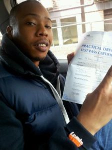 Bradley Faponle passes his driving test in Brentwood