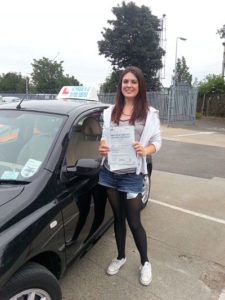 Paula Reading passes her driving test in Southend on Sea