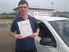 Matthew Daikin passes his driving test in Southend on Sea