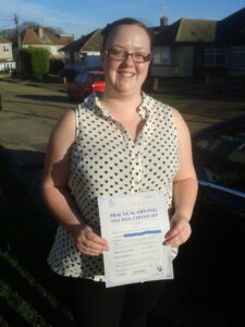 Nicola Foster passes her driving test in Brentwood
