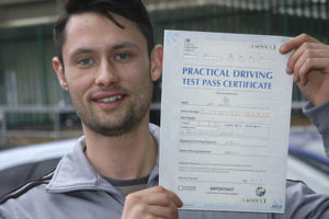 Sam Young passes his driving test