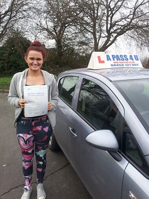 Elisha passes her drivinhjg test in Southampton