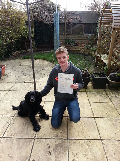 Adam Whitehead passed his driving test in portsmouth