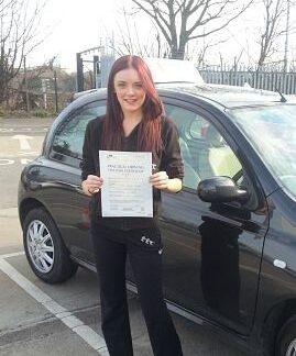 Aislinn Oakley passes her driving test in Southend on Sea