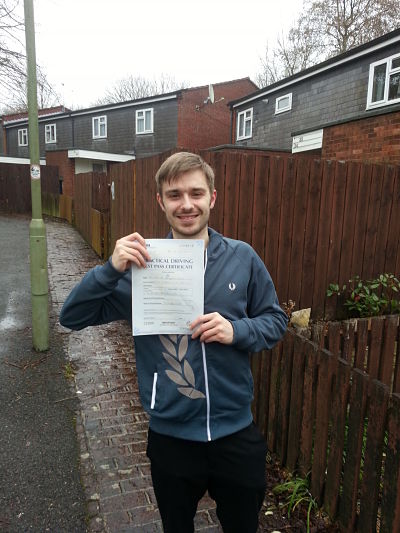 Dan Amor passes his driving test in Portsmouth today