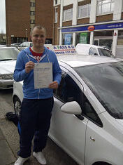 Ethan Spearman passes his driving test in Southend on Sea
