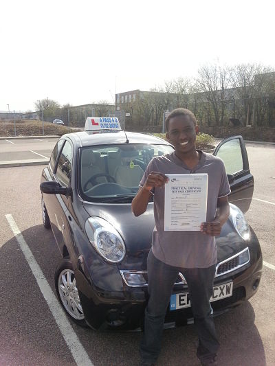 Takunde Dube passes his driving test in Basidon