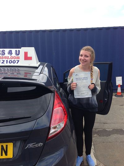 Holly Hutchinson passes her driving test in Southend on Sea