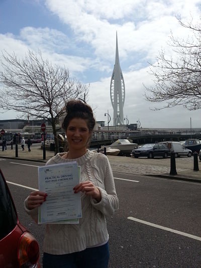 Katie Simmons passes her driving test in Portsmouth