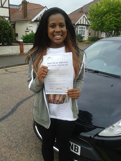 Korinne O'Connor passed her driving test in Brentwood