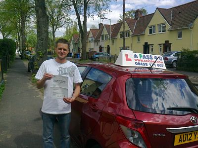 Luke Maxted passes his driving test in Norwich