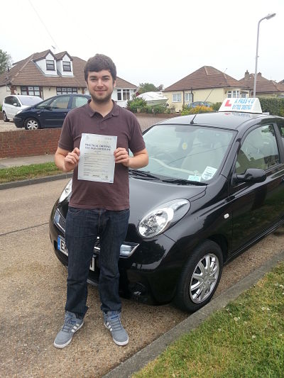 Matt Arrowsmith passes his driving test in Clacton