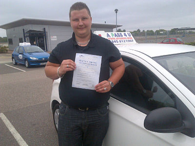 Michael Edge passes his driving test in Basildon, Essex