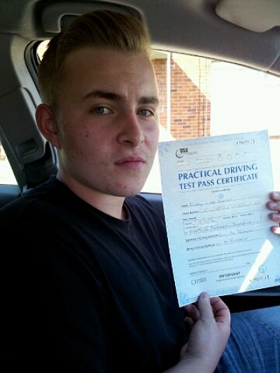 Ricky Lewis passes his driving etst in Bishops Stortford