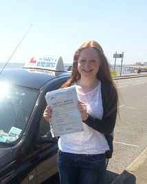 Alice Perry passes her driving test in Southend on Sea