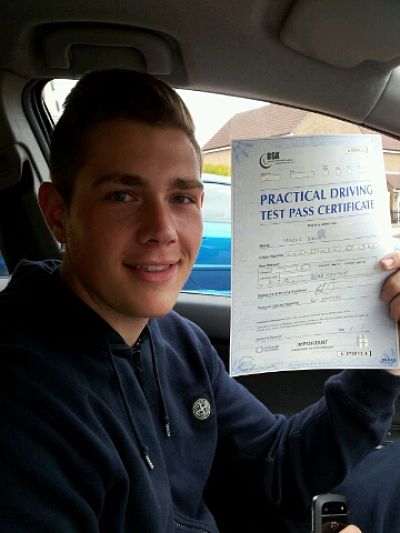 Frazer Barnes passes his driving test in Bishops Stortford