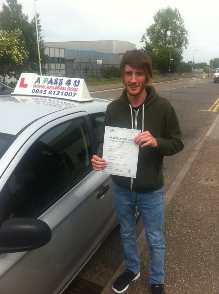 Luke Mulholland passes his driving test in Basildon, Essex