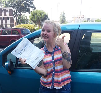 Laska Goldsack passes her driving test in Portsmouth