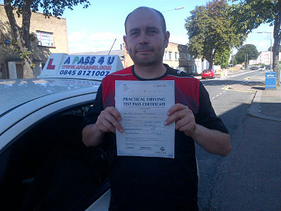 Darren Davies passes his driving test in Southend on sea