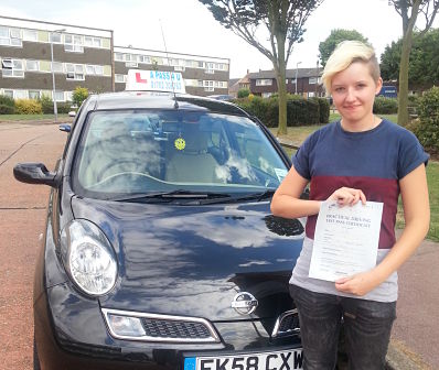 Joanne Stevens passes her driving test in Basildon