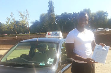 Abdul Azeez Obileye passes his driving test in Basildon