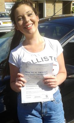 Sarah Duke passes her driving test in Basildon