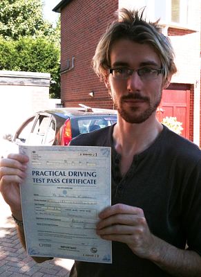 John McCarroll passes his driving test in Portsmouth