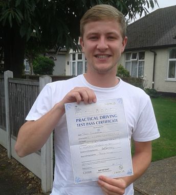 Sam Glazebrook passeshis driving test in Southend on Sea