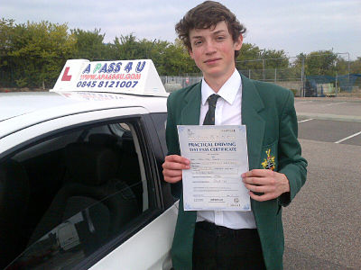 Adam Woodcock passes his driving test in Basildon