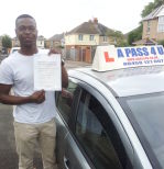 Ibrahim Baimah passes his driving test in Southampton