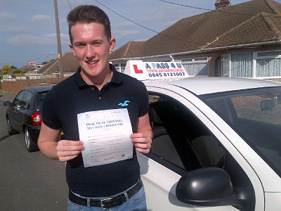 Liam Pilbro passes his driving etst in Basildon