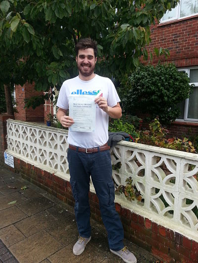 Will Willets passes his driving test in Portsmouth