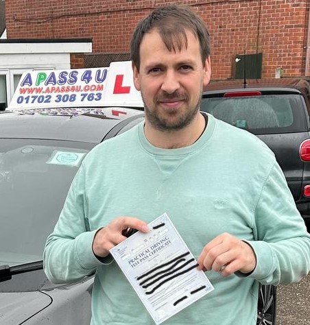 Basildon 1st time driving test pass for Tom C with our A Pass 4 U Driving Instructor Pete P, A Pass 4 U also cover Grays and Stanford le Hope