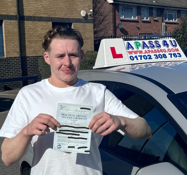Billy T passes his driving test in Tilbury after having driving tuition on a driving course with Artan in Tilbury