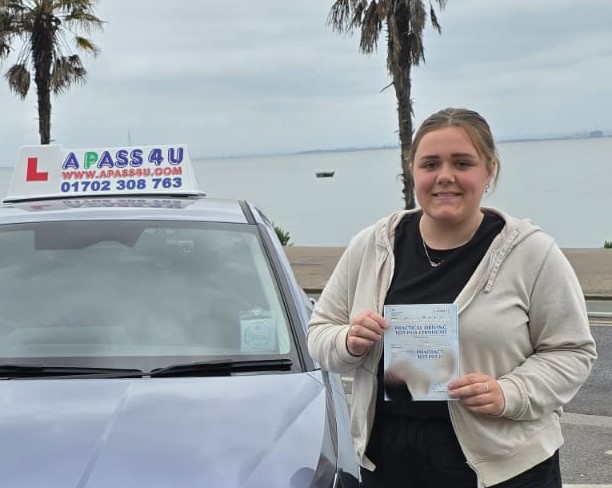 Driving Lessons in Southend on Sea gets Hadley a pass after a series of driving lessons with our driving instructor John W