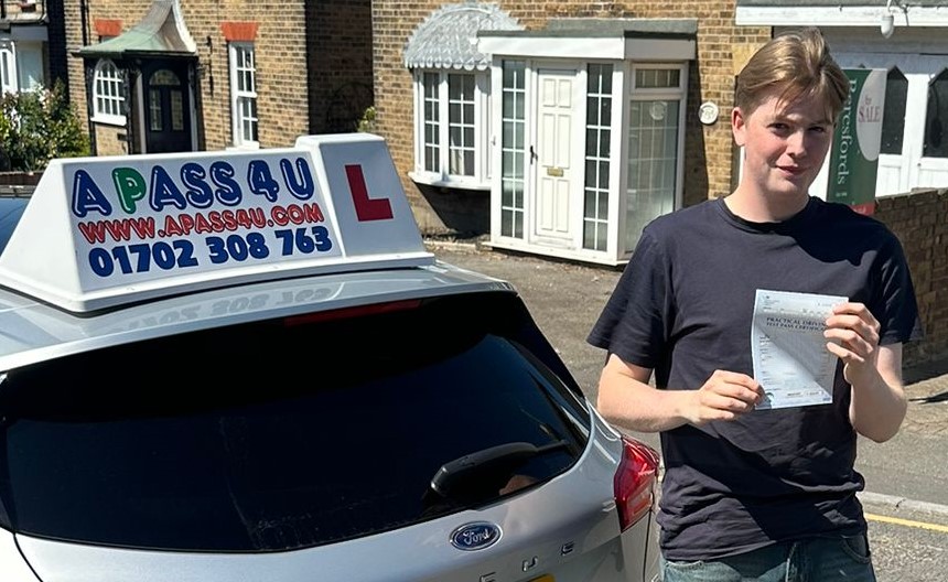 Jack W Brentwood driving test pass with Ben H after a Brentwood based one week driving course, Congratulations Jack!