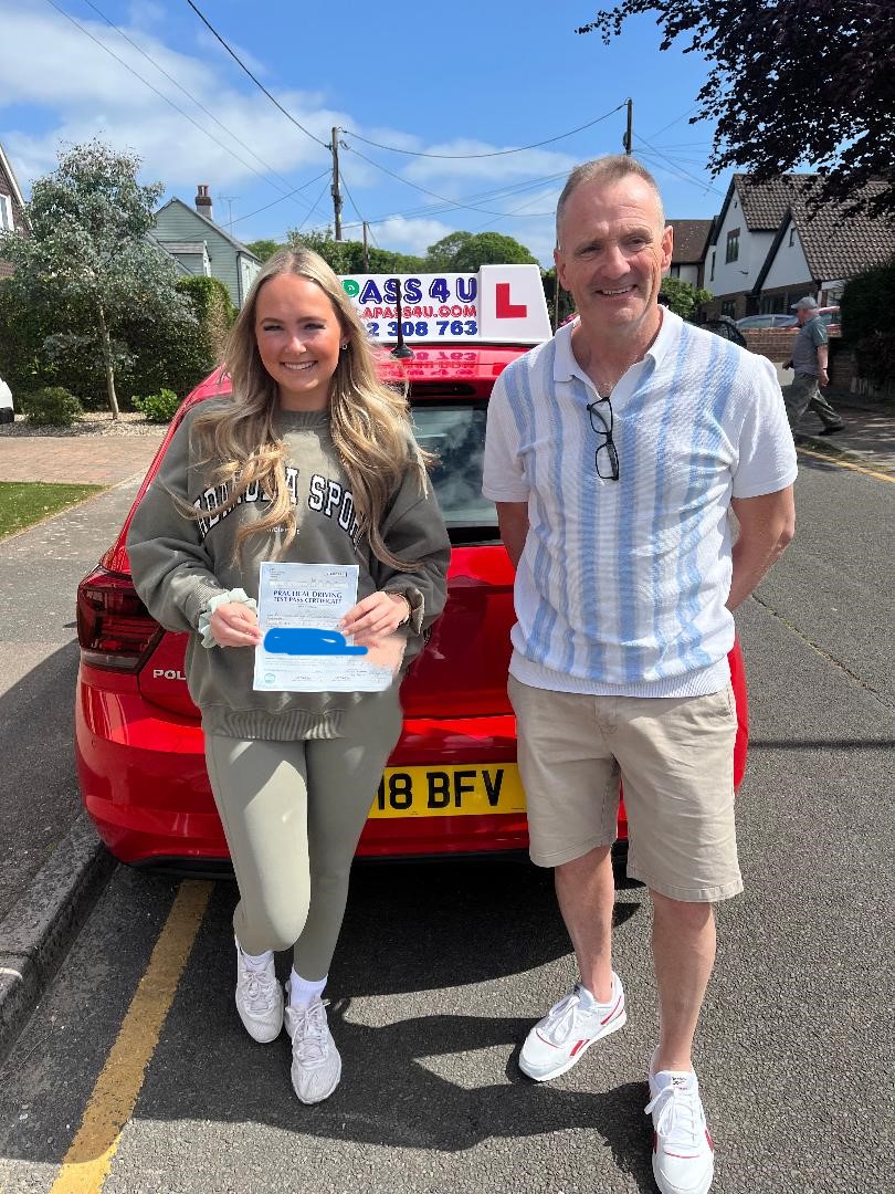 Rosanna smashed the driving test in Basildon with our A Pass 4 U Driving Instructor Grahame H after a series of driving lessons
