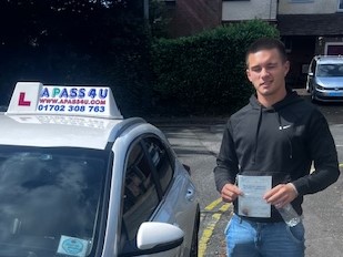 Following a weeks driving course with driving instructor Ray B, Joshua took his driving test at the Basildon DTC on Paycocke road