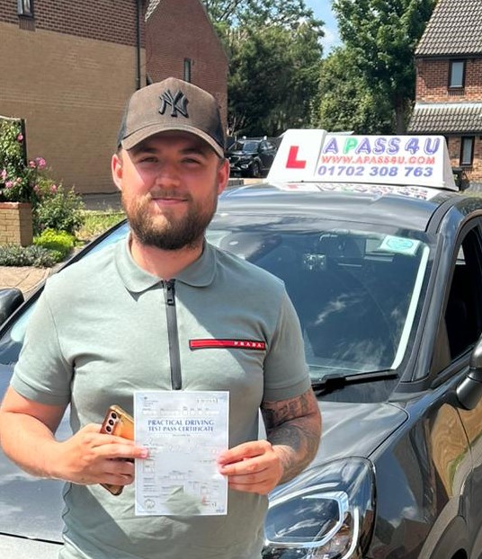 Driving Course pass for Reece in Basildon with our driving course specialist Pete P. Congratulations from all at A Pass 4 U Driving School