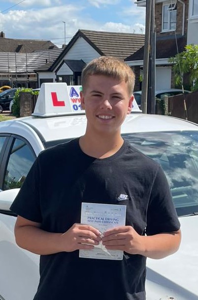 1st time pass on his driving test for Alfie P in Southend with his driving course instructor Ray W all in just one week