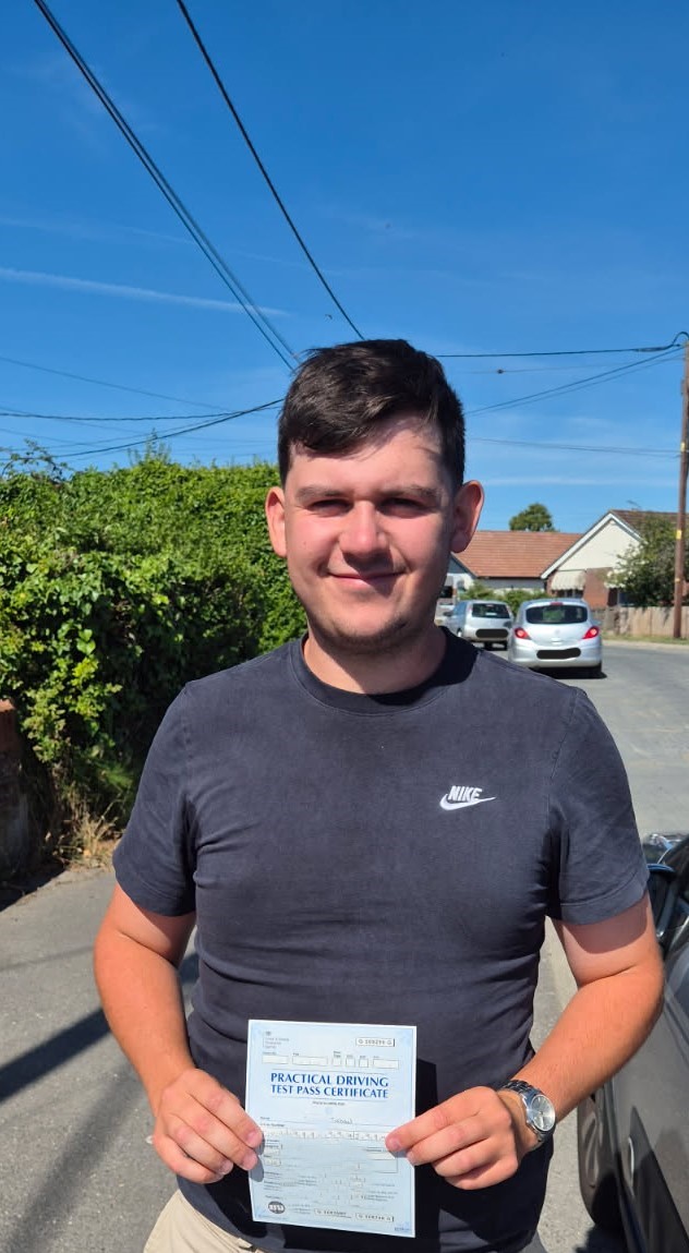 Jerry J passes his driving test 1st time in Clacton with Neil C. What an excellent way to finish off a 20 hour driving course