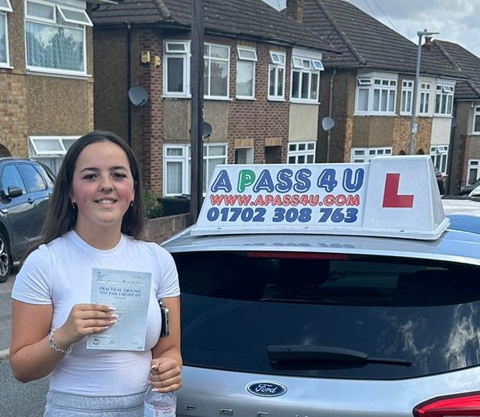 Millie passes her driving test 1st time in Basildon with A Pass 4 U Driving School driving instructor Ben H
