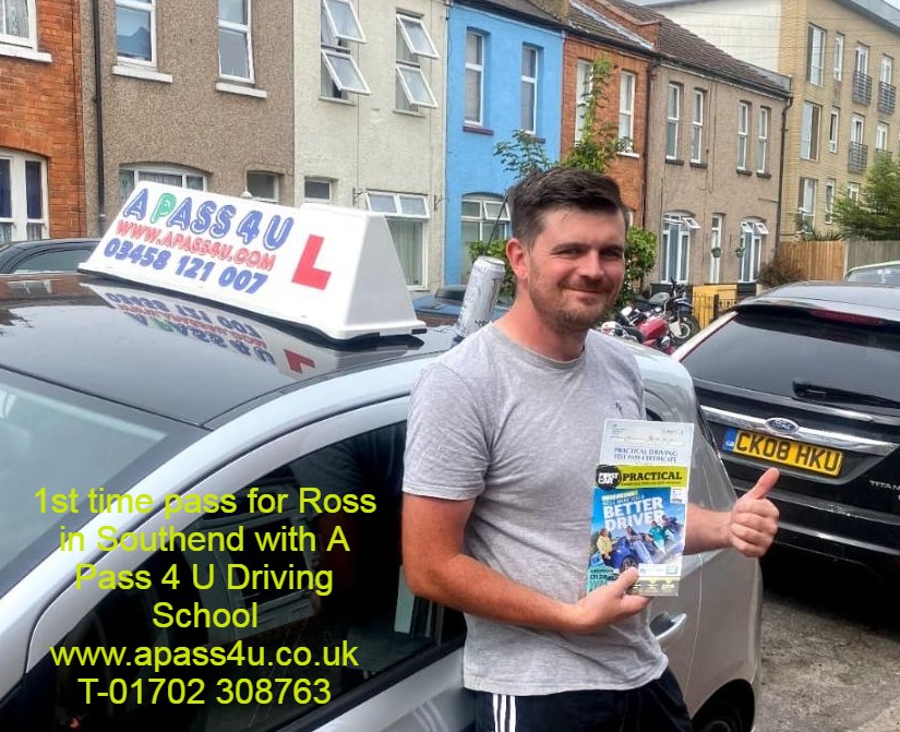 Just 3 minor driver faults gets Ross a pass in Southend on Sea after his intensive driving course with A Pass 4 U Driving School ADi Susan E